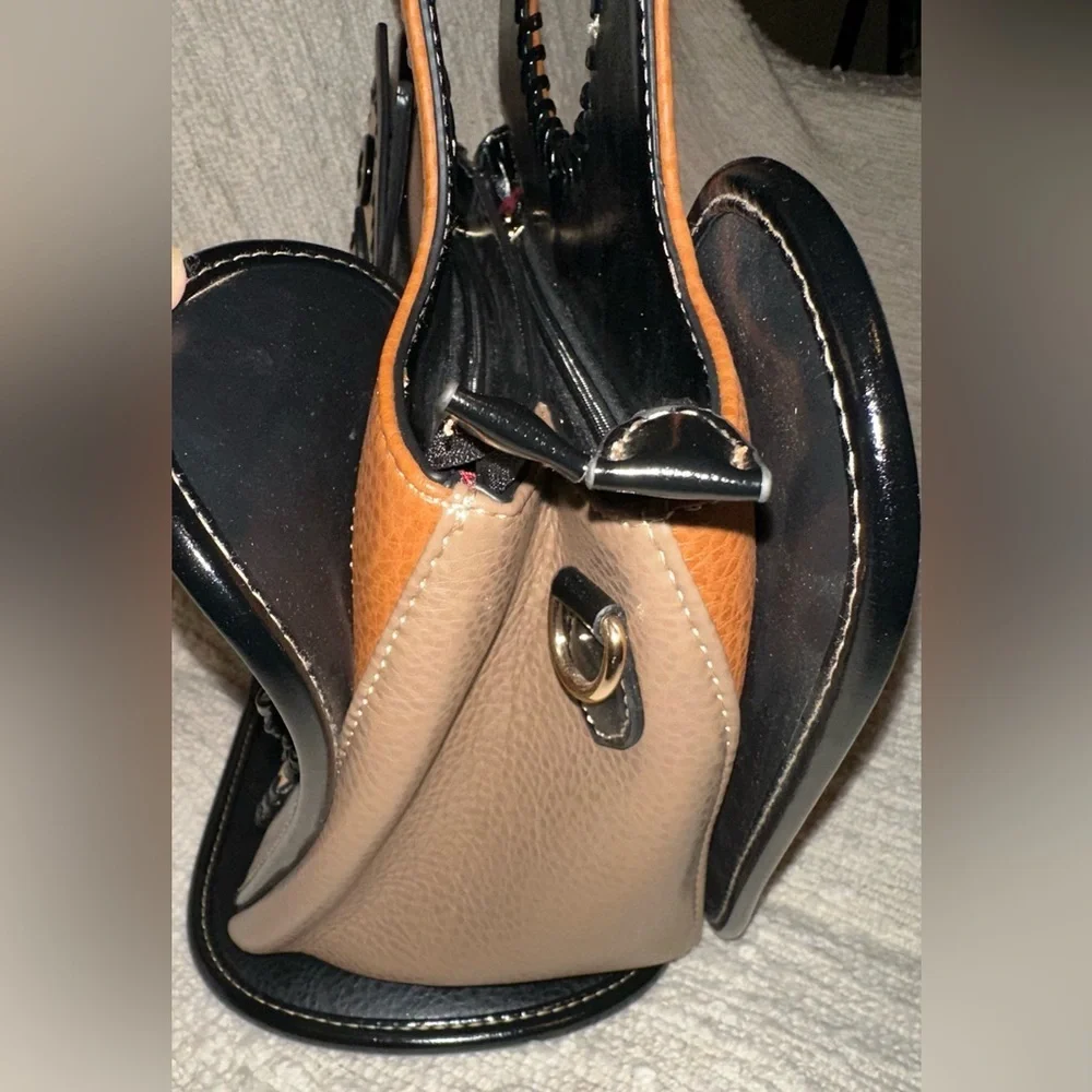 NEW American Bee-Vegan Butterfly Accent Tan and Brown Women's Bag